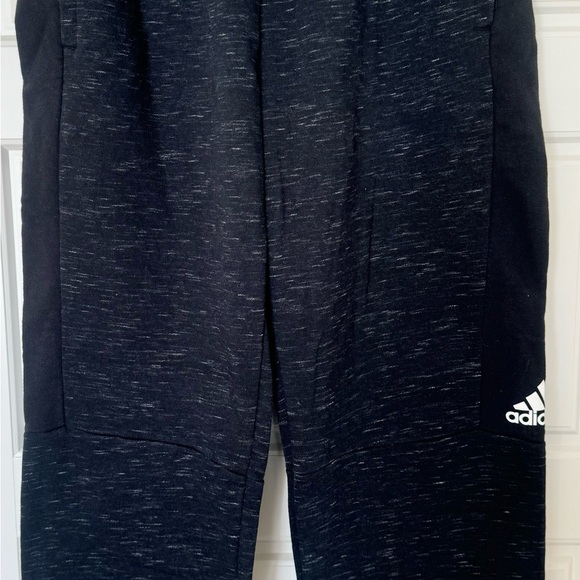Adidas Mens Jogger Pants‎ Size M Fleece Zip Taper Ankle Black Heather Work Out - Picture 12 of 12
